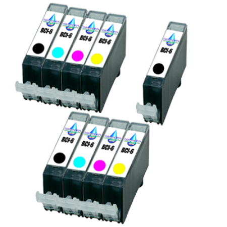 Compatible Canon BCI-6 Colour Pack with BCI-6 Black Ink TWIN PACK with Free Black - 9 Inks