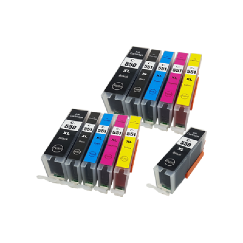 Compatible Canon PGI-550XL CLI-551XL Ink Cartridge 11 Pack - Extra 550 Black Compatible Canon PGI-550XL CLI-551XL Ink Cartridge 11 Pack - Extra 550 Black