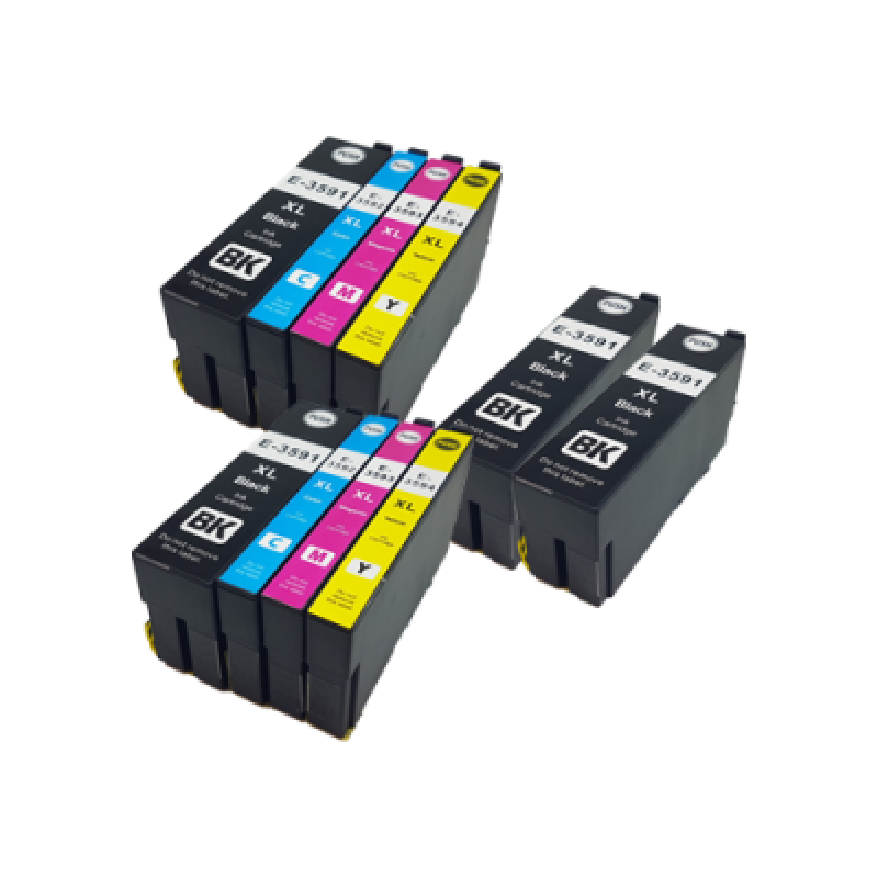 Compatible Epson 35XL Ink Cartridge Twin Multipack + 2 Extra Black Ink [10  Pack] BK/C/M/Y