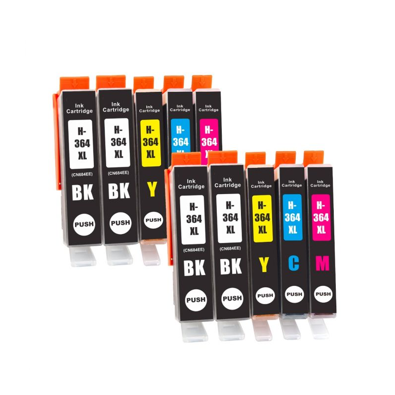 Compatible 364 Super XL Ink Cartridge Twin Multipack + 2 Black Inks [10 Pack] BK/C/M/Y [No Photo Black] | Internet Ink