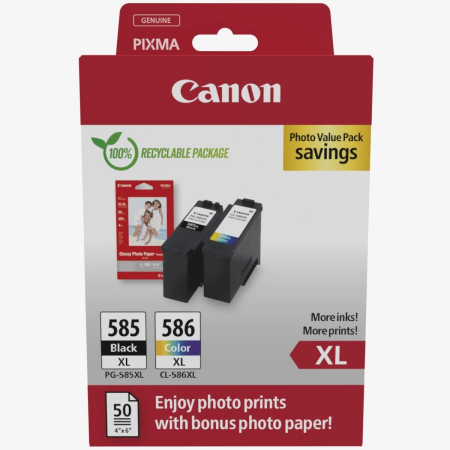Original Canon PG-585XL / CL-586XL High Yield Ink Cartridge Multipack + Photo Paper Original Canon PG-585XL / CL-586XL High Yield Ink Cartridge Multipack + Photo Paper