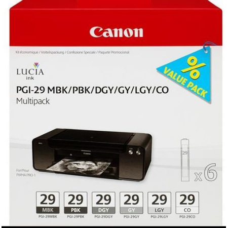 Canon PGI29 Original Ink Cartridge Multipack 6 Inks - MBKPBKDGYGLGYCO - 4868B018
