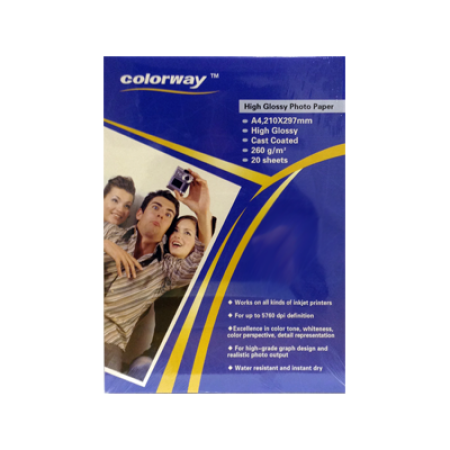 Colorway Gloss Photo Paper A4 260g - 20 Sheets - Special Offer Colorway Gloss Photo Paper A4 260g - 20 Sheets - Special Offer