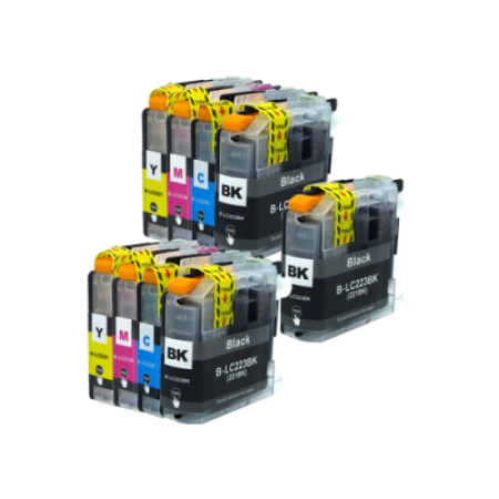 Compatible Brother LC223 Ink Cartridge Twin Multipack + Extra Black - 9 Inks + Free Photo Paper Pack