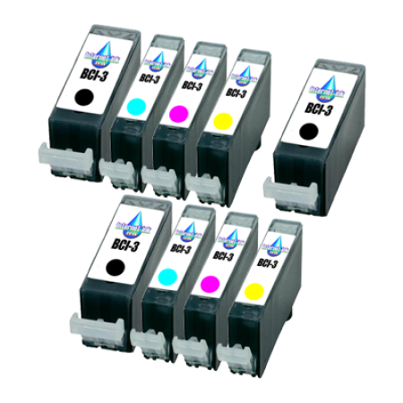 Compatible Canon BCI-3 TWIN PACK with Free Black - 9 Inks Compatible Canon BCI-3 TWIN PACK with Free Black - 9 Inks