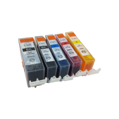 Compatible Canon CLI-521 and PGI-520 Ink Complete Pack (No Grey) - 5 Inks