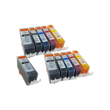 Compatible Canon CLI-521 PGI-520 Ink Twin Multipack + Extra PGI-520 Black - 11 Inks