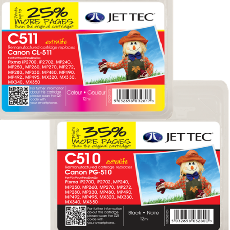 Compatible Canon PG510 + CL511 Multipack Ink Cartridges BK/C/M/Y