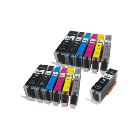 Compatible Canon PGI-550XL CLI-551XL Ink Cartridge Twin Multipack + Extra PGI-550XL Black - 13 Inks