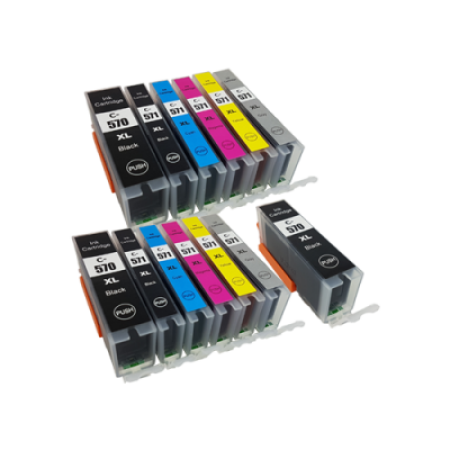 Compatible Canon PGI-570XL CLI-571XL Ink Cartridge Twin Multipack + Extra PGI570XL Black - 13 Inks