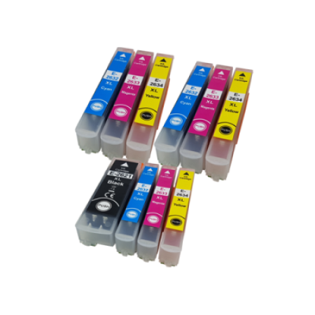 Compatible Epson 26XL T2616 Colour Mixed Pack (No Photo black) - 10 Inks + Free Photo Paper Pack