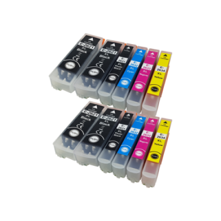 Compatible Epson 26XL T2616 Twin Pack + 2 Extra Large Blacks (with photo black) - 12 Inks