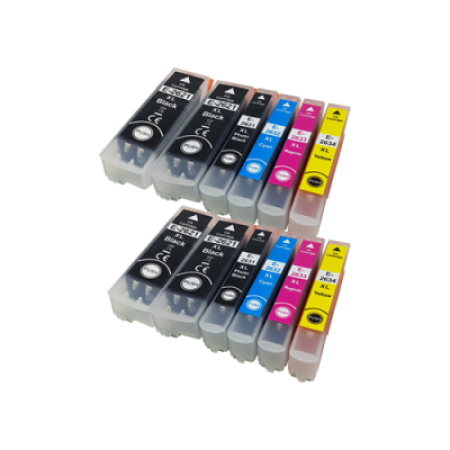 Compatible Epson 26XL T2636 TWIN PACK + 2 FREE Blacks (with photo black) - 12 Inks