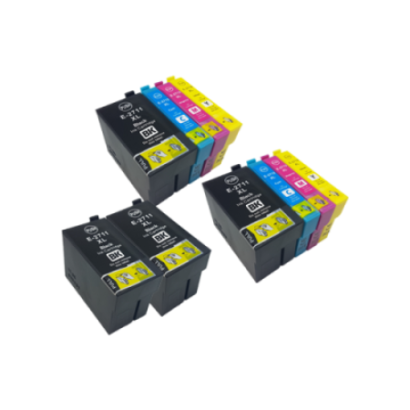 Compatible Epson 27XL (T2701-T2704) Ink Cartridge Twin Multipack + 2 Extra Black Inks - 10 Inks + Free Photo Paper Pack