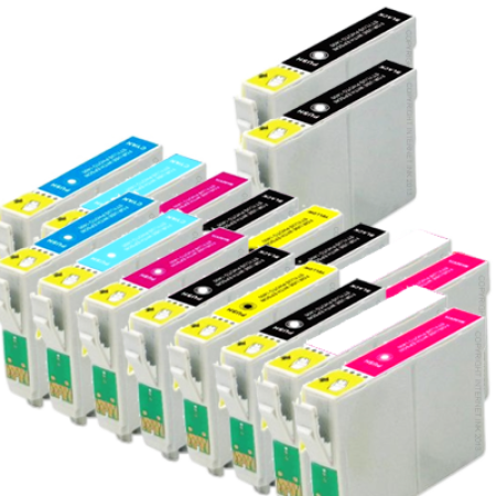 Compatible Epson T0540-T0549 TWIN Mutlipack + 2 Extra Black Inks - 18 Inks