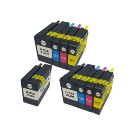 Compatible HP 932XL 933XL Ink Cartridge Twin Multipack + Extra Black - 9 Inks + Free Photo Paper Pack