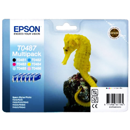 Epson T0481 - T0486 (T0487) Original Ink Cartridge Pack - 6 Inks