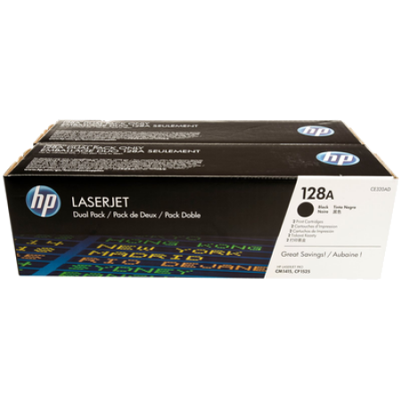 Original HP 128A CE320AD Black Toner Cartridge Twin Pack