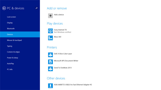 Windows 8 Devices and Printers