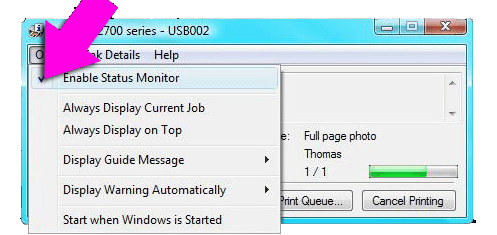 Disable Status Monitor on Canon Printer