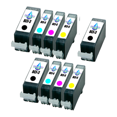 

Compatible Canon BCI-6 Colour Pack with BCI-3 Black Ink TWIN PACK with Free Black - 9 Inks