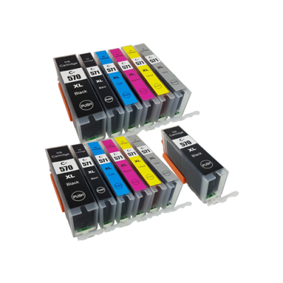 Compatible Canon PGI-570XL CLI-571XL Ink Cartridge Twin Multipack + Extra  PGI570XL Black - 13 Inks