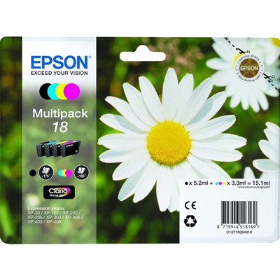 

Epson T1806 Multipack Ink Cartridges BK/C/M/Y Original