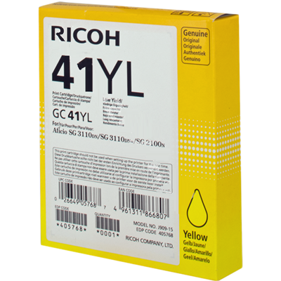 

Ricoh GC41YL Gel Ink Cartridge 405768 Yellow Original