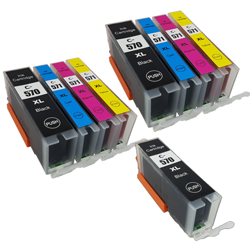 

Compatible Canon PGI-570 CLI-571 Ink Cartridge TWIN Multipack + Free PGI-570 (No Photo Black) - 9 Inks