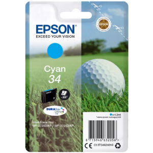 Original Epson 34 Cyan Ink Cartridge