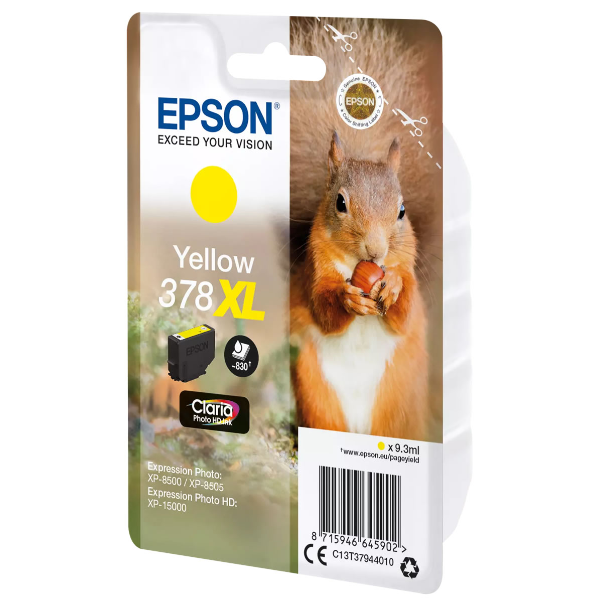 Original Epson 378XL Yellow Ink Cartridges