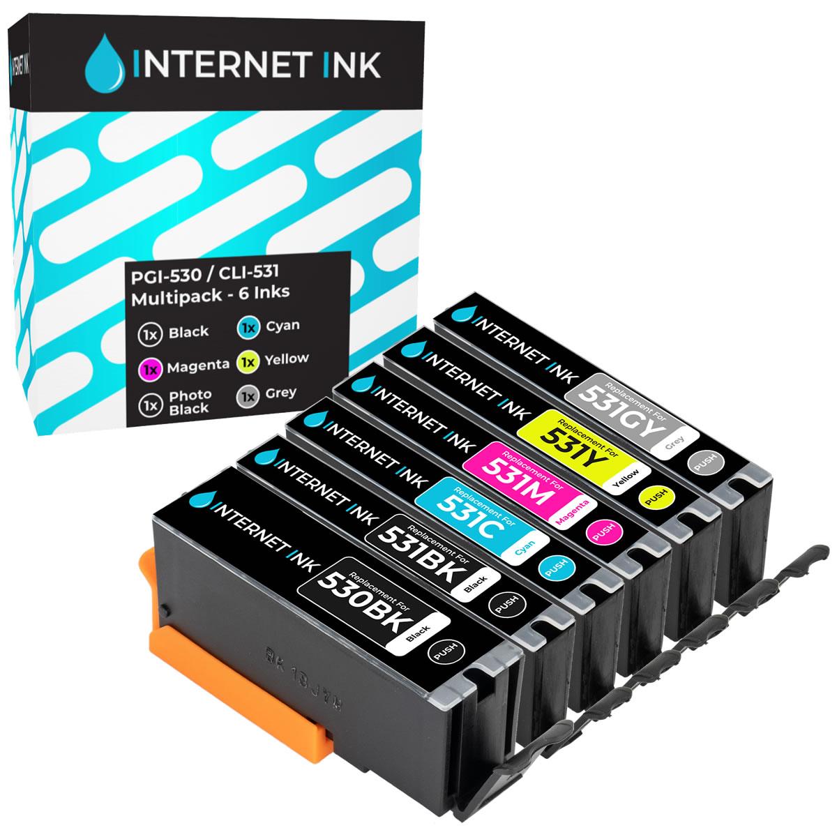Internet Ink Compatible Canon PGI-530 CLI-531 Ink CartridgeMultipack - 6 Inks