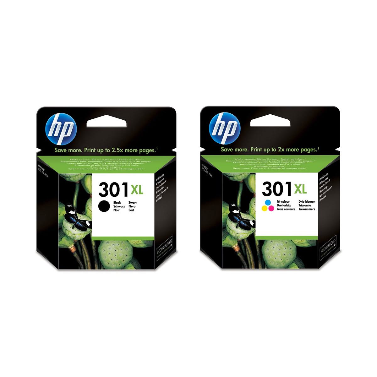 Original HP 301XL High Capacity Black + Colour Multipack Ink Cartridges