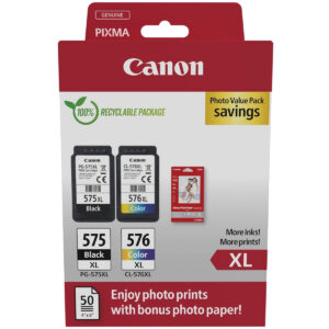 Original Canon PG-575XL / CL-576XL Ink Cartridge Multipack + Photo Paper