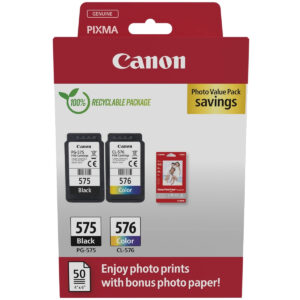 Original Canon PG-575 / CL-576 Ink Cartridge Multipack + Photo Paper