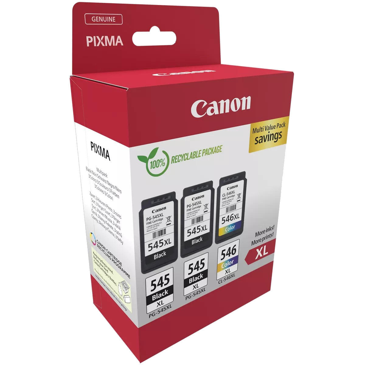 Original Canon PG-545XL / CL546XL Black & Colour High Yield Ink Cartridge Value Pack